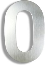 Huisnummer Zilver RVS nr. 0 - 15 cm hoog - Modern RVS Huisnummer - Roestvrij Staal