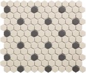 0,78m² -Mozaiek tegel London Hexagon Wit/Zwart 18 2,3x2,6
