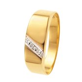 Lucardi Heren Zegelring met diamant 0.01ct - Ring - Cadeau - 14 Karaat Goud - Geelgoud