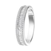 Lucardi Dames Ring baguette - Ring - Cadeau - Echt Zilver - Zilverkleurig