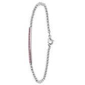 Lucardi Dames Armband bol/bar licht roze kristal - Staal - Armband - Cadeau - 19 cm - Zilverkleurig