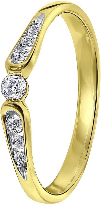 Lucardi - Lucardi Diamond - 14 Karaat geelgouden ring met diamant