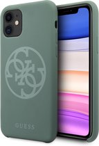 GUESS Premium Tone On Tone Backcase Hoesje iPhone 11 - Midnight green