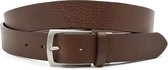Gilmart Sportieve heren riem bruin glad - heren riem - 3.5 cm breed - Bruin - Echt Leer - Taille: 105cm - Totale lengte riem: 120cm