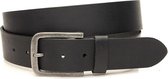 Heren jeans riem zwart 4 cm breed - Zwart - Casual - Echt Leer - Taille: 85cm - Totale lengte riem: 100cm