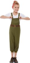 Smiffys Kinder Kostuum -Kids tm 9 jaar- WW2 Little Land Girl Groen