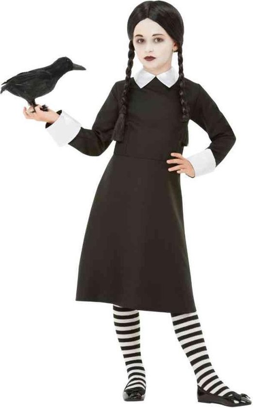 Smiffy's - Horror Films Kostuum - Gothic Schoolmeisje Vol Wee Kind Kostuum - Zwart - Medium - Halloween - Verkleedkleding