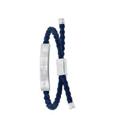Lucardi Jongens - Armband met hanger - Staaf - Cadeau - Staal - Zilverkleurig