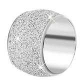 Lucardi Dames Ring met silver mineral powder - Ring - Cadeau - Staal - Zilverkleurig