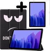 Hoes Geschikt voor Samsung Galaxy Tab A7 Hoes Book Case Hoesje Trifold Cover Met Screenprotector - Hoesje Geschikt voor Samsung Tab A7 Hoesje Bookcase - Don't Touch Me