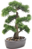 Bonsai boompje kunstplant in kunststof pot 45 cm - Cedrus Atlantica Glauca - Woondecoratie/accessoires - Kunstplanten - Nepplanten - Gras planten in pot