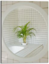 Dibond - Spiegel in Badkamer met Plant - 30x40cm Foto op Aluminium (Wanddecoratie van metaal)