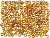 Rocailles, d 3 mm, afm 8/0 , gatgrootte 0,6-1,0 mm, goud, 25 gr/ 1 doos