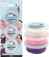Foam Clay® Sets , wit, paars, roze, metallic en glitter, 3x14gr