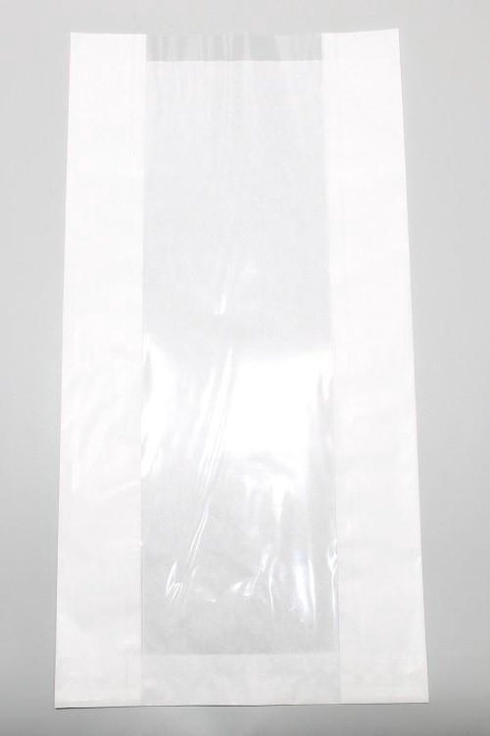 Papieren Zak Gebleekt Kraft 40 g/qm met Venster 20x9x38 cm (100 stuks) [PAZ2018]