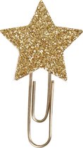 Paperclips. goud glitter. ster. d: 30 mm. 6 stuk/ 1 doos