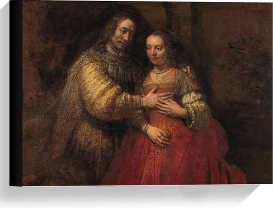 Canvas  - Oude Meesters - Het Joodse Bruidje, Rembrandt van Rijn, ca. 1665 -1669 - 40x30cm Foto op Canvas Schilderij (Wanddecoratie op Canvas)