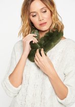 LOLALIZA Sjaal met valse bont - Khaki - Maat One size