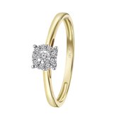 Lucardi Dames Ring met 10 diamanten 0,08ct - Ring - Cadeau - Moederdag - 14 Karaat Goud - Geelgoud