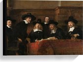 Canvas  - Oude Meesters - De Staalmeesters, Rembrandt van Rijn, 1662 - 40x30cm Foto op Canvas Schilderij (Wanddecoratie op Canvas)