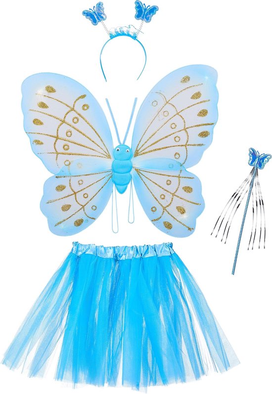 relaxdays costume de fée enfants - ailes de papillon - costume enfant -  baguette... | bol