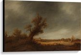 Canvas  - Oude Meesters - Landschap met oude eik, Adriaen van Ostade - 90x60cm Foto op Canvas Schilderij (Wanddecoratie op Canvas)