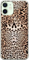 Leuke Telefoonhoesjes - Hoesje geschikt voor iPhone 12 Mini - Animal print - Soft case - TPU - Luipaardprint - Bruin