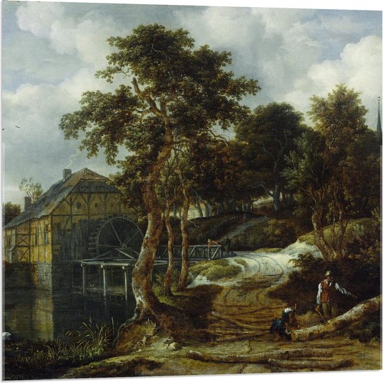 Acrylglas - Oude Meesters - Landschap met watermolen, Jacob Isaacksz van Ruisdael - 80x80cm Foto op Acrylglas (Met Ophangsysteem)