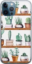 iPhone 12 Pro hoesje siliconen - Cactus - Soft Case Telefoonhoesje - Planten - Transparant, Groen