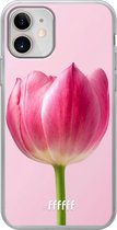 iPhone 12 Mini Hoesje Transparant TPU Case - Pink Tulip #ffffff
