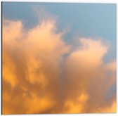 Dibond - Oranje Stapelwolken - 50x50cm Foto op Aluminium (Wanddecoratie van metaal)