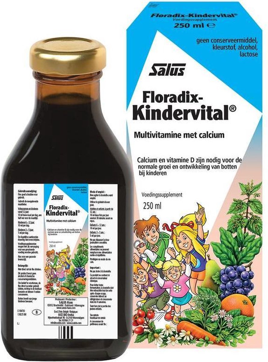 Salus Floradix-Kindervital - Vitaminen - Botten groei bij kinderen - Met calcium vitamine D – 250ml