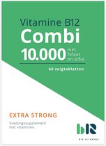 B12 Vitamins - B12 Combi 10.000 met Folaat en P-5-P - 60 tabletten - Vitamine B12 methylcobalamine, adenosylcobalamine, actief foliumzuur, actieve vitamine B6 - B12 Combi - vegan - voedingssupplement