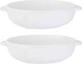 2x Witte serveerschalen van porselein 19,5 cm rond - Keuken/kookbenodigdheden - Tafel dekken - Serveerschalen - Salade serveren - Saladeschaaltjes