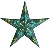 Décorations de Décorations de Noël décoration poinsettias turquoise / bleu 60 cm - Décoration de Noël étoiles / fenêtre étoiles - Lanternes poinsettia