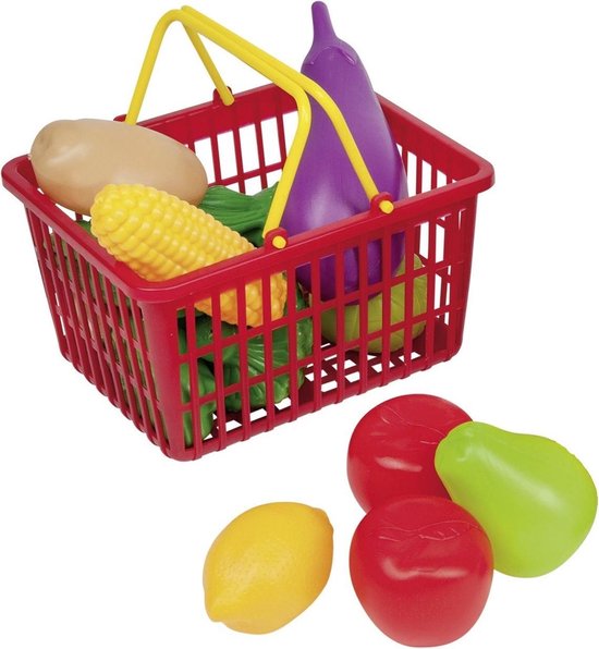 Een evenement Nu Verspilling Rood speelgoed boodschappen/winkelmandje met groente en fruit - Speelgoed  -... | bol.com