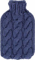 Warm water kruik - Met zachte gebreide hoes blauw