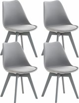 CLP Linares Set van 4 eetkamerstoelen grijs/grijs Kunststof