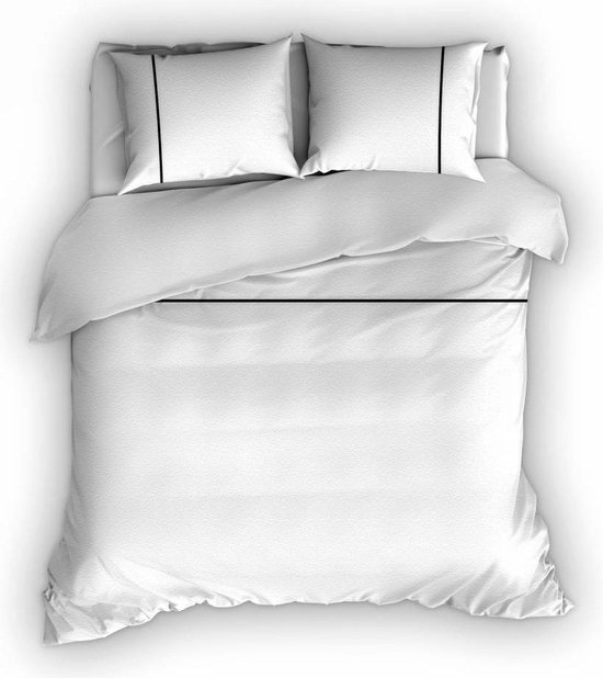 Warme Flanel Lits-jumeaux Dekbedovertrek Stripe Wit/Zwart| 240x200/220 | Hoogwaardig En Zacht | Ideaal Tegen De Kou
