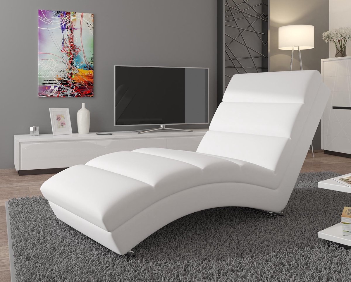 Chaise Longue Wit Leer