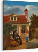Schilderij - Een gezelschap op de plaats achter een huis — 60x90 cm