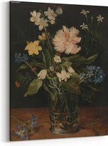 Schilderij - Stilleven met bloemen in een glas — 70x100 cm
