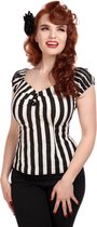 Collectif Dolores Striped 50's Top Zwart Wit