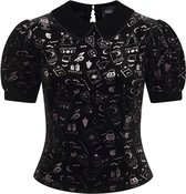 Collectif Peta Spooky Velvet 40's Top Zwart