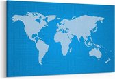 Schilderij - Wereldkaart blauw — 100x70 cm