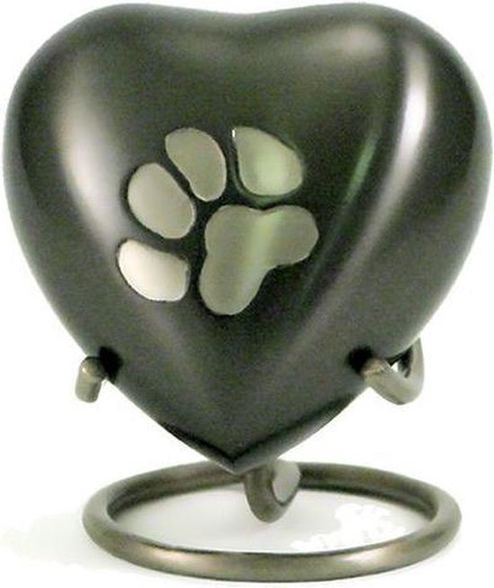 Odyssey hart Leisteen grijs met dierenpootjes  - Asbeeld Dieren Urn Voor Uw Geliefde Dier - Kat - Hond - Paard - Konijn 50 ML