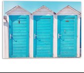 Forex - Wit met Blauwe WC Huisjes - 40x30cm Foto op Forex