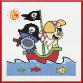 Woezel & Pip: Op avontuur met het piratenschip borduren (pakket)