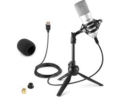 USB microfoon voor pc – Vonyx CM300S – USB studio microfoon incl. tafelstandaard – Titanium