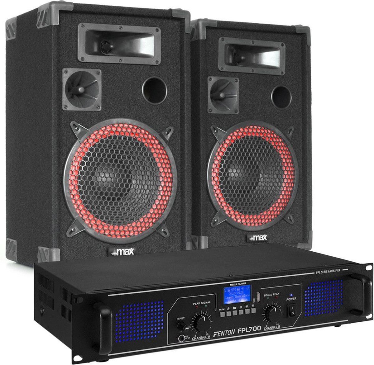 Geluidsinstallatie - Fenton FPL700 Bluetooth klasse-D versterker + setje XEN-3510 10 speakers - Fenton